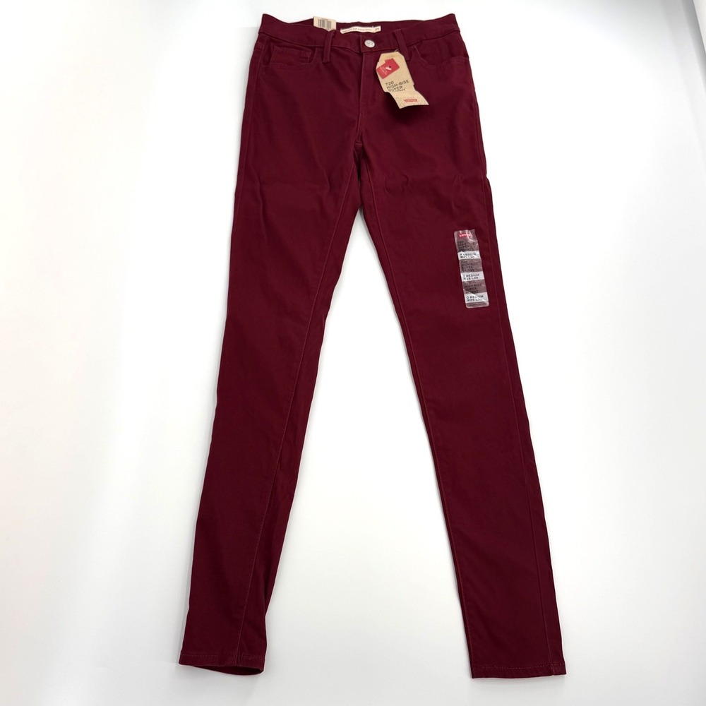 Levi's 720 High-Rise Super Skinny Women 25 Burgundy NEW Hypersoft Pants